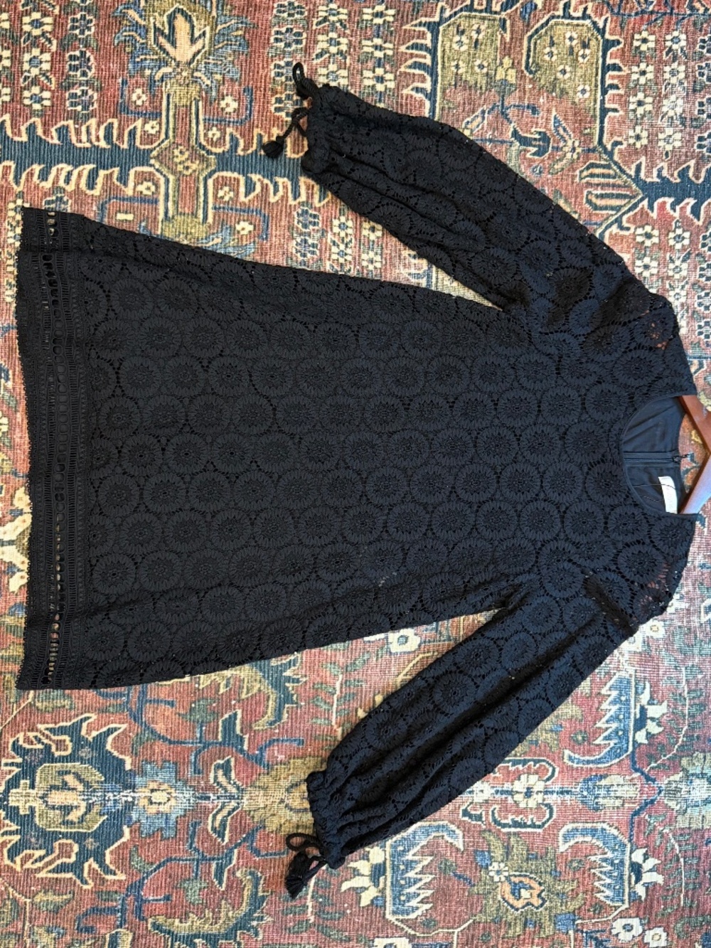 SEE BY CHLOE CROCHET LONG SLEEVE MINI DRESS